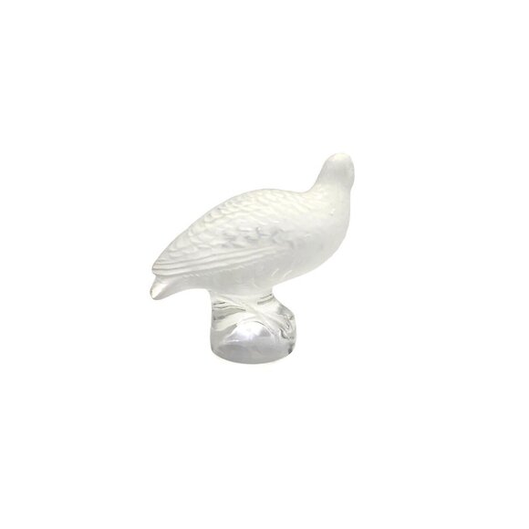 Bird Figurine Crystal Glass French Lalique on Light Colored Base Cute Gift - Picture 6 of 8